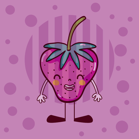 Strawberry cute and funny cartoon vector illustration graphic designのイラスト素材