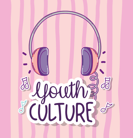 Youth culture cartoons music headphones vector illustration graphic designのイラスト素材