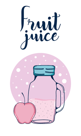 Apple fruit juice glass bottle vector illustration graphic designのイラスト素材