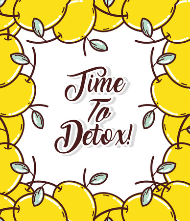 Time to detox lemons frame vector illustration graphic designのイラスト素材