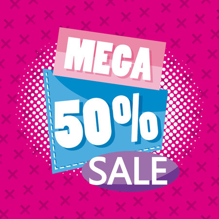 Mega sale discounts colorful fluid poster concept vector illustration graphic designのイラスト素材