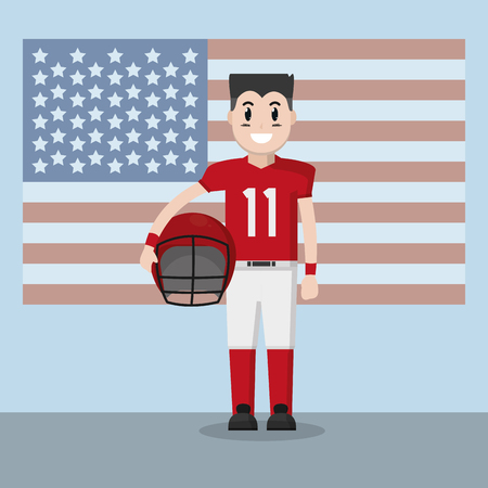 American football player over USA flag vector illustration graphic designのイラスト素材