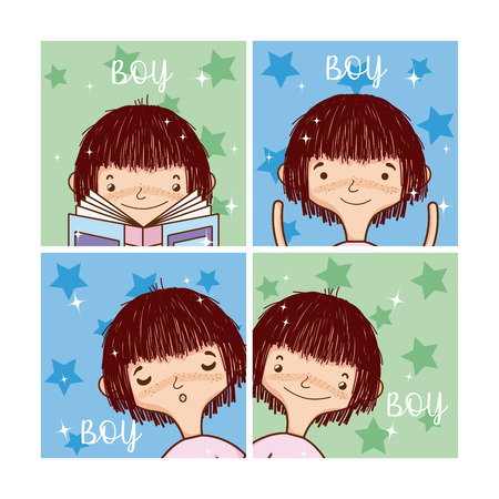 Set of Cute boy cards vector illustration graphic designのイラスト素材