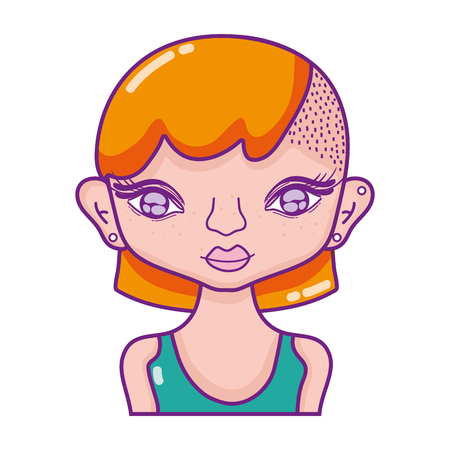 crazy woman with short hairstyle and blouse vector illustrationのイラスト素材