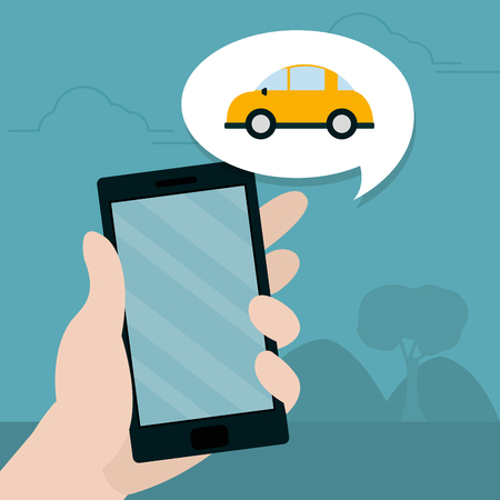 Mobile app taxi service from smartphone vector illustration graphic designのイラスト素材