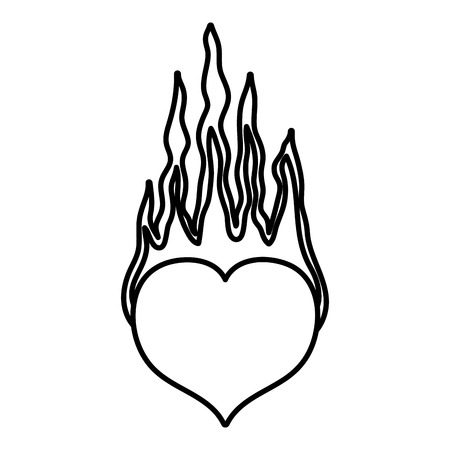 line heart passion with heard fire style vector illustrationのイラスト素材