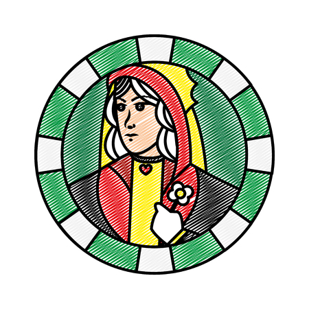 doodle queen symbol casino card game vector illustrationのイラスト素材