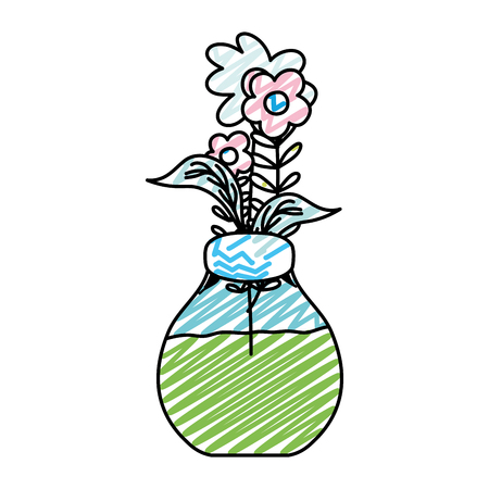 doodle cute bouquet flowers in the preserve mason vector illustrationのイラスト素材