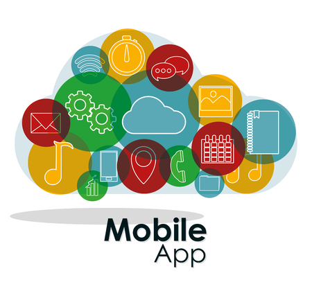 Mobile app technology round icons vector illustration graphic designのイラスト素材