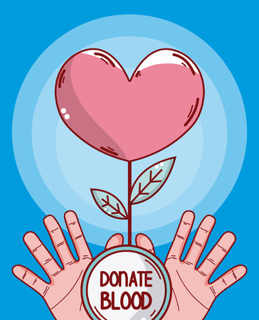 Donate blood hands with heart flower vector illustration graphic designのイラスト素材
