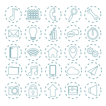 Set of mobile app round icons vector illustration graphic designのイラスト素材