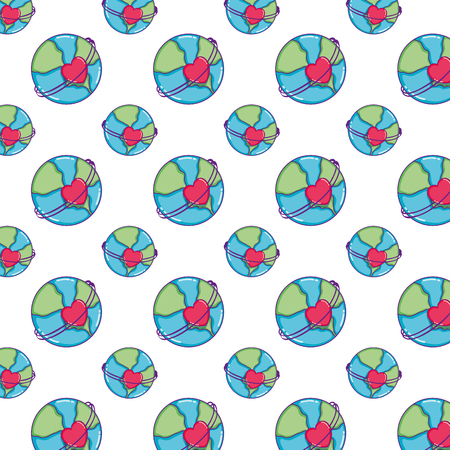 earth planet with heart decoration background vector illustrationのイラスト素材