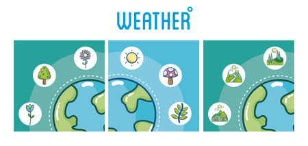Set of weather cards collection vector illusttration graphic designのイラスト素材