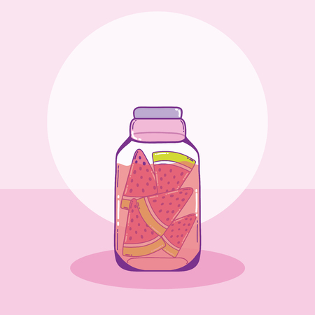 Watermelon slices in mason jar drawing vector illustration graphic designのイラスト素材