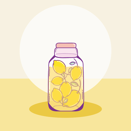Lemons fruits in masin jar drawing vector illustration graphic designのイラスト素材