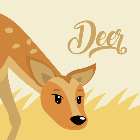 Deer Cute animal cartoon over colorful background vector illustration graphic designのイラスト素材