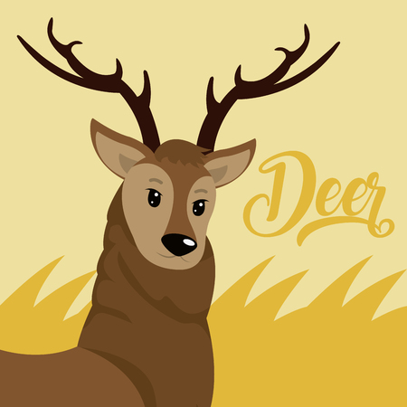 Deer Cute animal cartoon over colorful background vector illustration graphic designのイラスト素材