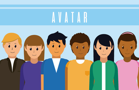 People avatar cartoon over colorful background vector illustration graphic designのイラスト素材