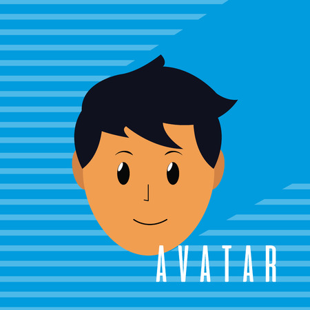 Cute man smiling face cartoon over colorful background vector illustration graphic designのイラスト素材