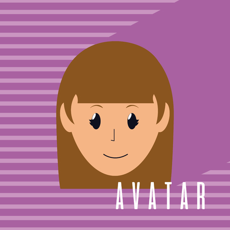 Cute woman face cartoon over colorful background vector illustration graphic designのイラスト素材