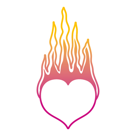 degraded line heart passion with heard fire style vector illustrationのイラスト素材