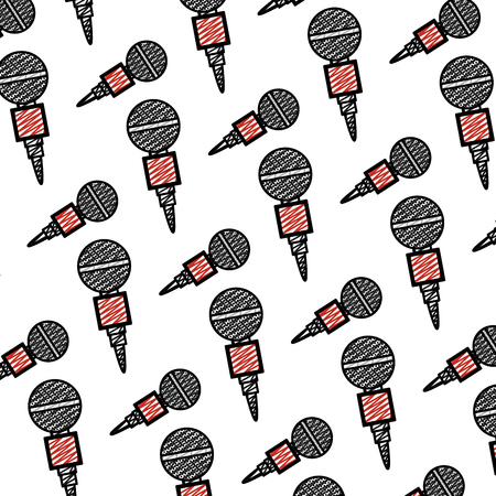 doodle microphone voice audio equipment background vector illustrationのイラスト素材