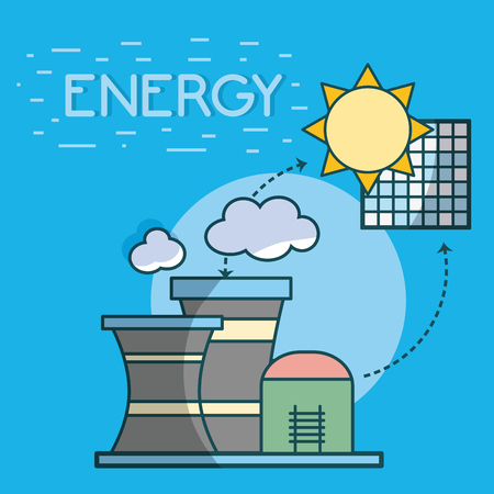 Solar panel and nuclear plants vector illustration graphic designのイラスト素材