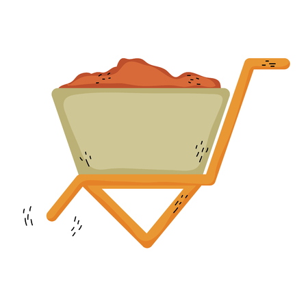 construction sand inside handcart cargo transportationの写真素材