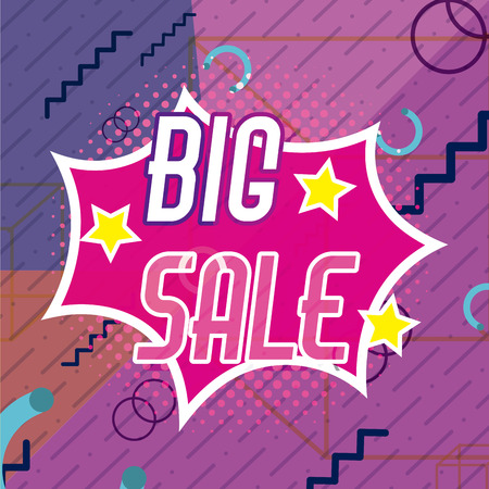 Big sale shopping memphis colorful banner and poster vector illustration graphic designのイラスト素材