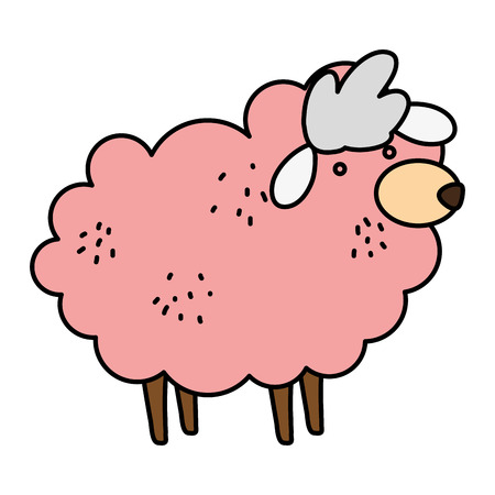 color cute sheep farm animal icon vector illustrationのイラスト素材