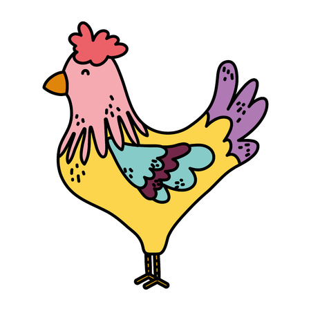 color cute rooster farm animal icon vector illustrationのイラスト素材