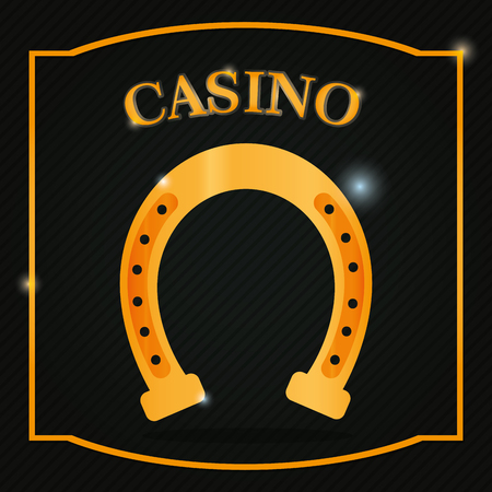 Casino golden horseshoe lucky symbol vector illustration graphic designのイラスト素材