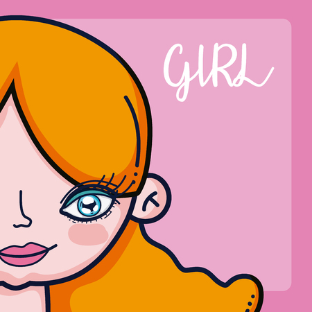 Beautiful girl cartoon over colorful background vector illustration graphic designのイラスト素材
