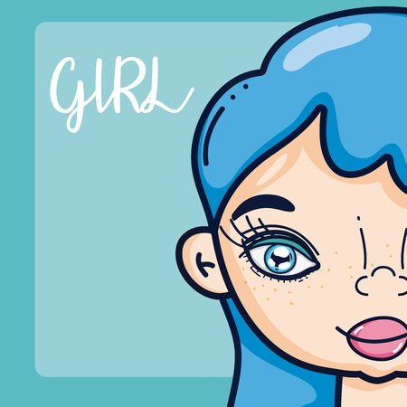 Beautiful girl cartoon over colorful background vector illustration graphic designのイラスト素材
