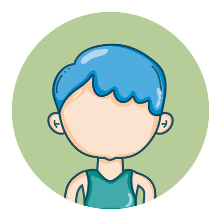 Young boy avatar round icon vector illustration graphic designのイラスト素材