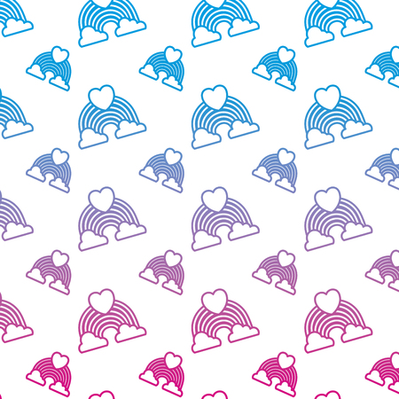 degraded line nature rainbow with heart and cloudsの写真素材