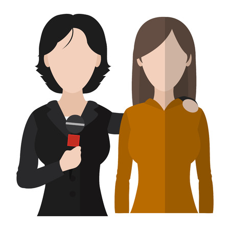 women reporters partner news reportage vector illustrationのイラスト素材