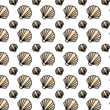 doodle cute nature shell marine backgroundのイラスト素材