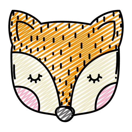 doodle cute fox head wild animalの写真素材