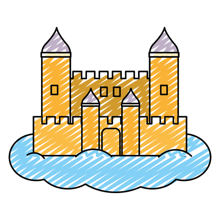 doodle medieval castle architecture style in the cloudの写真素材
