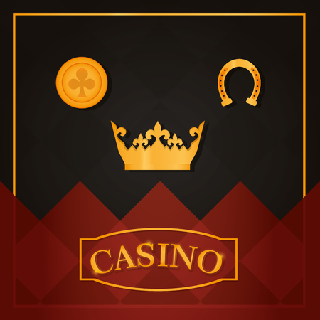 Casino crown and horseshoe with coin symbols vector illustration graphic designのイラスト素材