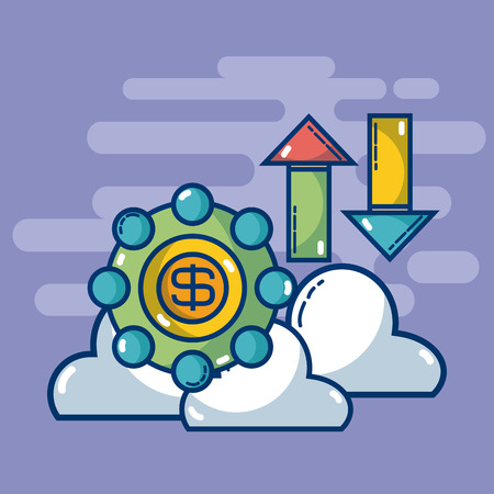 Digital marketing and shopping set of elements and symbols vector illustrationのイラスト素材