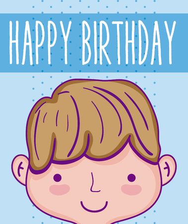 Happy birthday card with cute boy cartoon vector illustration graphic designのイラスト素材
