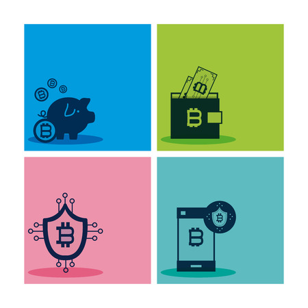 Set of bitcoin cards and banners collection vector illustration graphic designのイラスト素材