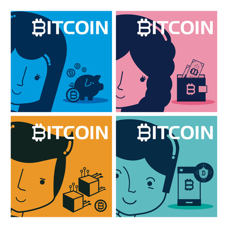Set of bitcoin cards and banners collection vector illustration graphic designのイラスト素材
