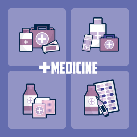 Set of medicine and drugs icons vector illustration graphic designのイラスト素材