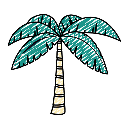 doodle exotic palm with tropical tree leavesの写真素材