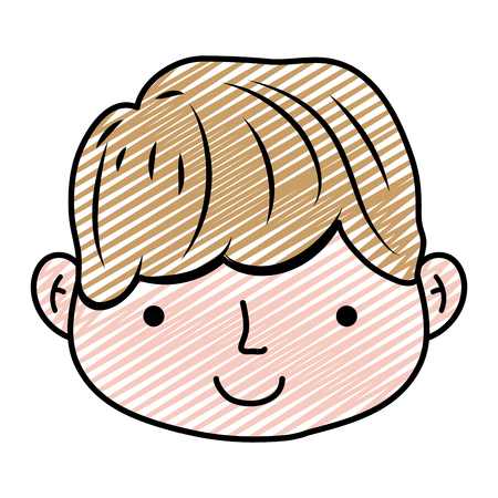 doodle nice man head with short hairstyleの写真素材