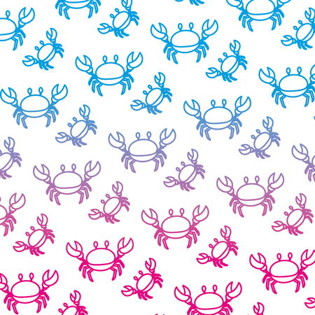 degraded line cute crab sea animal background vector illustrationのイラスト素材