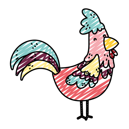 doodle cute hen farm animal icon vector illustrationのイラスト素材